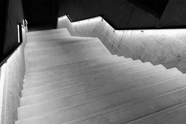 Interior View Empty Stairway Illuminated Bannister Modern Architecture — Stock Photo, Image