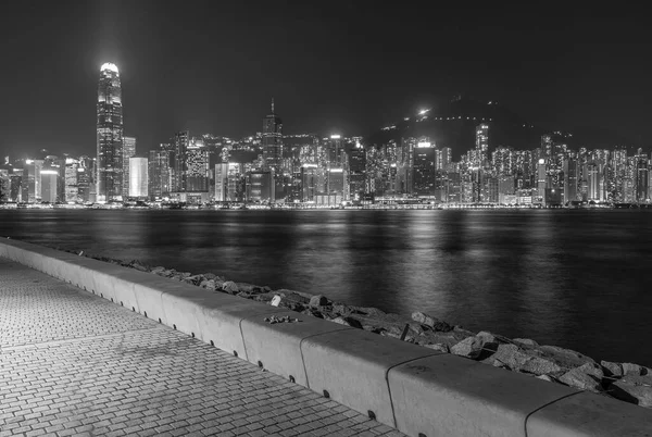 Paisaje Nocturno Del Puerto Victoria Ciudad Hong Kong —  Fotos de Stock