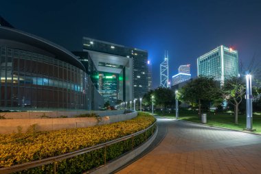 Geceleri Hong Kong 'un şehir merkezi.