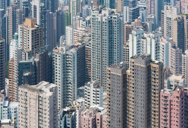 Vista Aérea Edifícios Altos Cidade Hong Kong — Fotografia de Stock