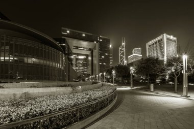Geceleri Hong Kong 'un şehir merkezi.