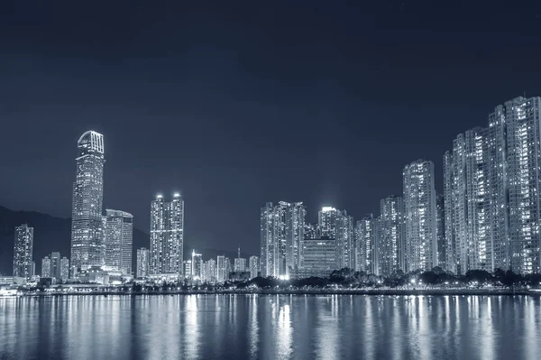 Skyline Von Hongkong Bei Nacht — Stockfoto