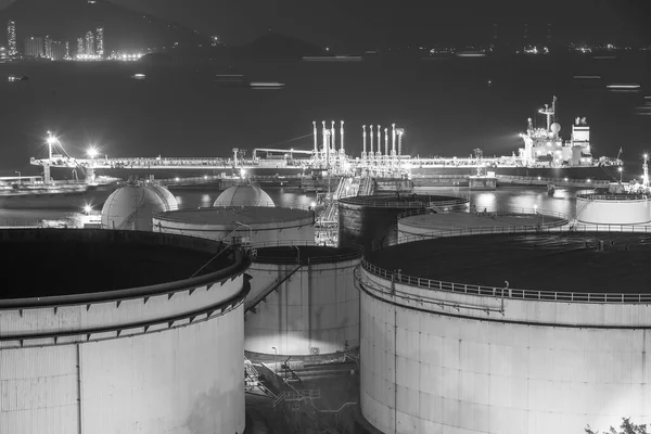 Petroleiro Tanque Petróleo Porto Noite — Fotografia de Stock