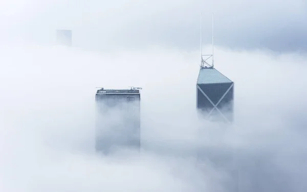 Rascacielos Centro Ciudad Hong Kong Niebla —  Fotos de Stock