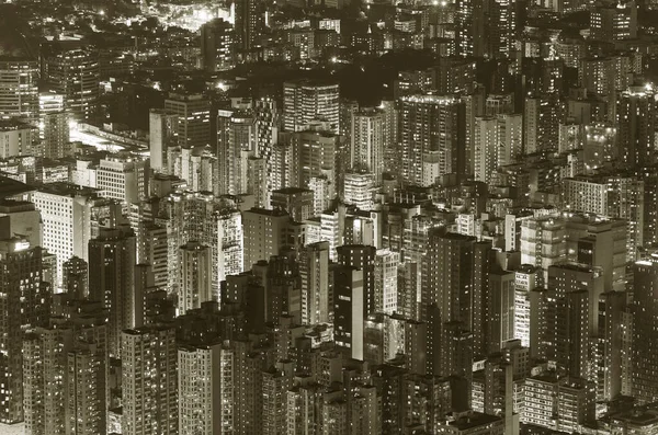 Cena Noturna Vista Aérea Cidade Hong Kong — Fotografia de Stock