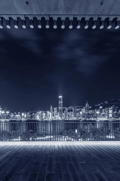 Paisaje Nocturno Del Puerto Victoria Ciudad Hong Kong — Foto de Stock