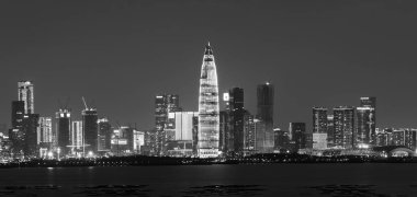 Shenzhen City, Çin manzarası. Hong Kong sınırdan görüntülendi