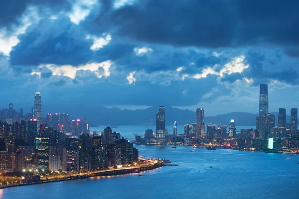 Port Victoria Hongkongu Zmierzchu — Zdjęcie stockowe