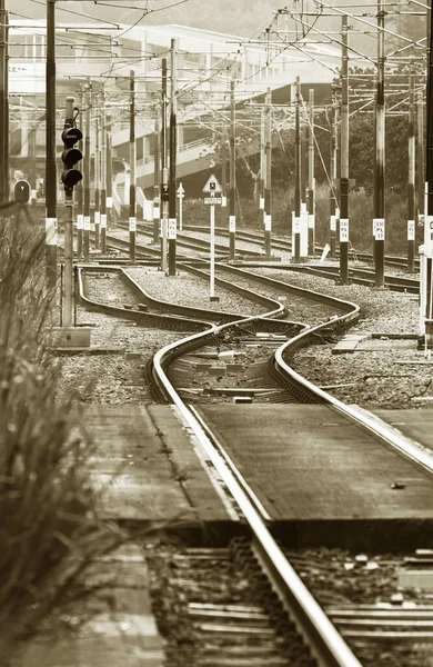 Boş Tren Yolunu Kapatın — Stok fotoğraf