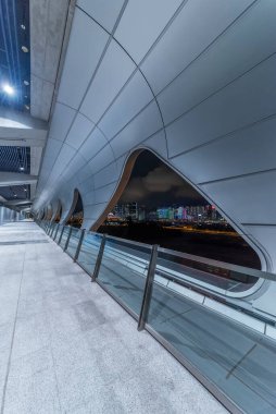 Interior view of corridor of modern architecture. Building abstract background