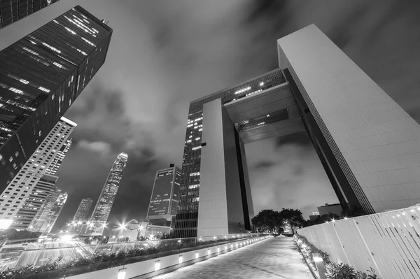 Moderne Wolkenkrabber Hong Kong Stad Bij Nacht — Stockfoto
