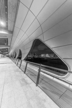 Interior view of corridor of modern architecture. Building abstract background