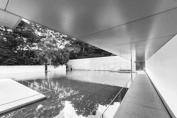 Corridor and pond of modern architecture in Japan