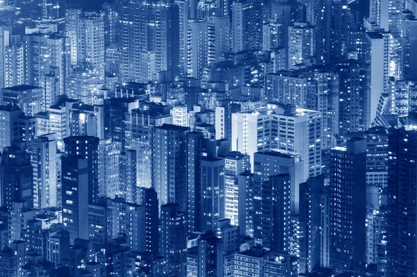 Aerial View Hong Kong City Night — Stock Photo, Image