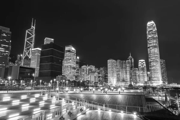 Skyline Van Centrale Wijk Van Hong Kong Stad Nachts — Stockfoto
