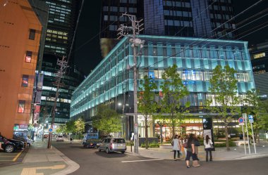 Nagoya, Japonya - 30 Mayıs 2017: Nagoya şehri, gece yarısı.