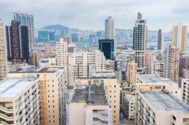 Hong Kong 'un yerleşim bölgesinin silüeti.