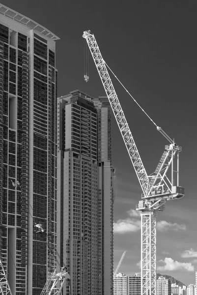 High Rise Residential Building Crane Construction Site Hong Kong City — Stockfoto