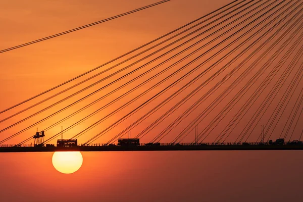 Most Wiszący Hongkongu Przed Zachodem Słońca — Zdjęcie stockowe