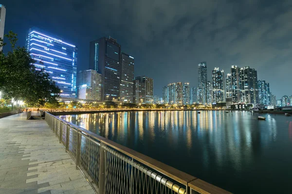 Seaside Promenade Harbor Hong Kong City Night — Stock Photo, Image