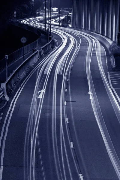 Sentieri Leggeri Traffico Strada Notte Contesto Dei Trasporti — Foto Stock