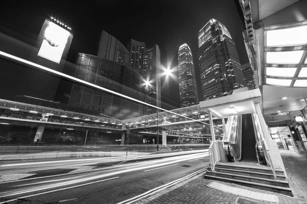 Tráfico Nocturno Centro Ciudad Hong Kong — Foto de Stock
