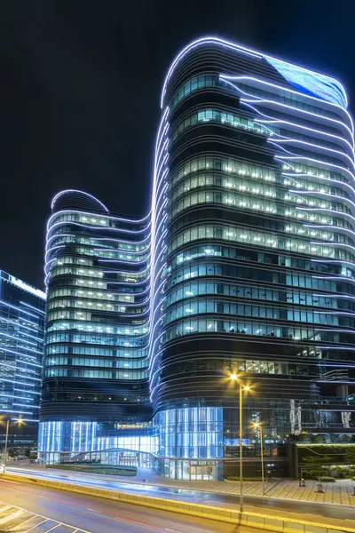 Modern Building Downtown District Hong Kong City Night — Stock Photo, Image