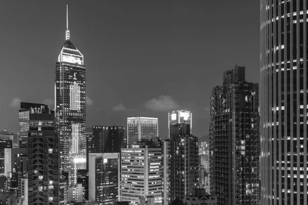 Skyline Van Het Centrum Van Hong Kong Stad Nachts — Stockfoto
