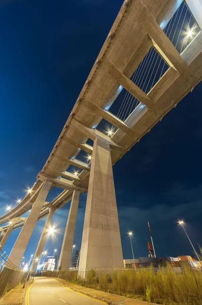 Autoroute Pont Surélevé Nuit — Photo