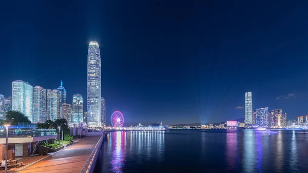 Paisagem Noturna Panorama Horizonte Porto Victoria Cidade Hong Kong — Fotografia de Stock