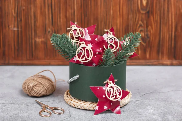 Christmas Preparations Gifts Assignments Diy Advent Calendar Handmade Present Surprise — Stock Photo, Image