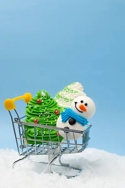 Confectionery Sugar Decorations Cakes Christmas Style Sweet Christmas Trees Snowmen — Stock Photo, Image