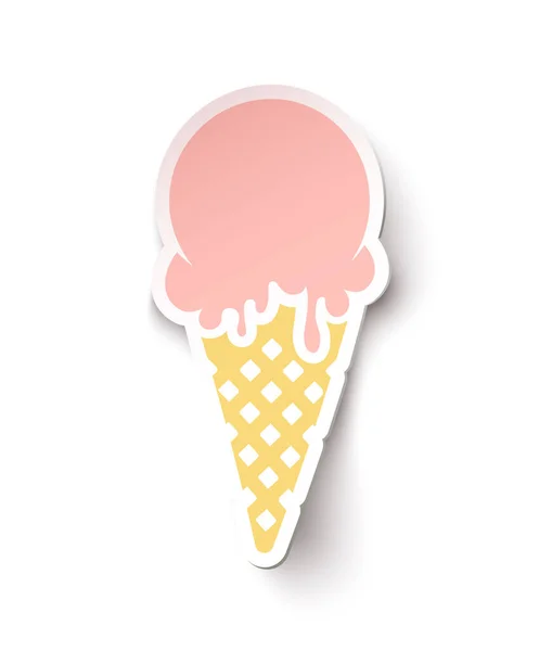 Ice cream vector in paper style on white background — Stock Vector