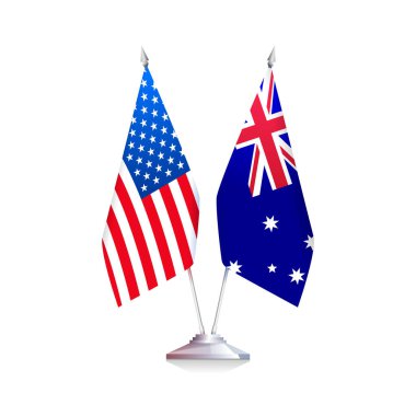 ABD ve Avustralya bayrakları. Vektör illüstrasyonu