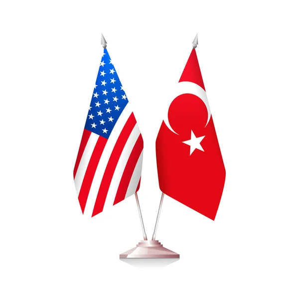 Bendera Amerika Serikat dan Turki. Ilustrasi vektor - Stok Vektor
