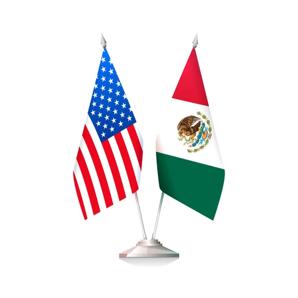 Σημαίες των ΗΠΑ και του Μεξικού. Εικονογράφηση διανύσματος — Διανυσματικό Αρχείο