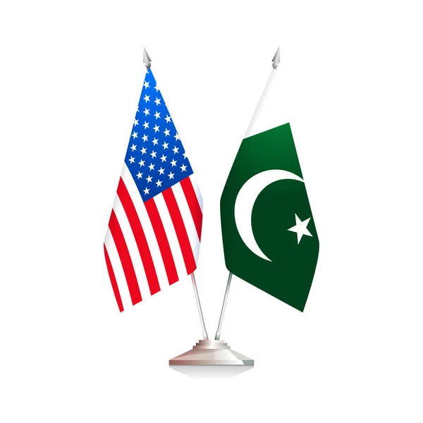 Flags of USA and Pakistan. Vector illustration — Vetor de Stock