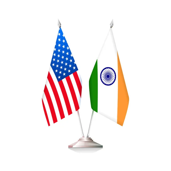 Flags of USA and India. Vector illustration — Vetor de Stock