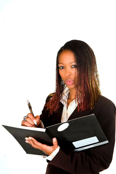 Lady writing in notebook — Stock Photo, Image