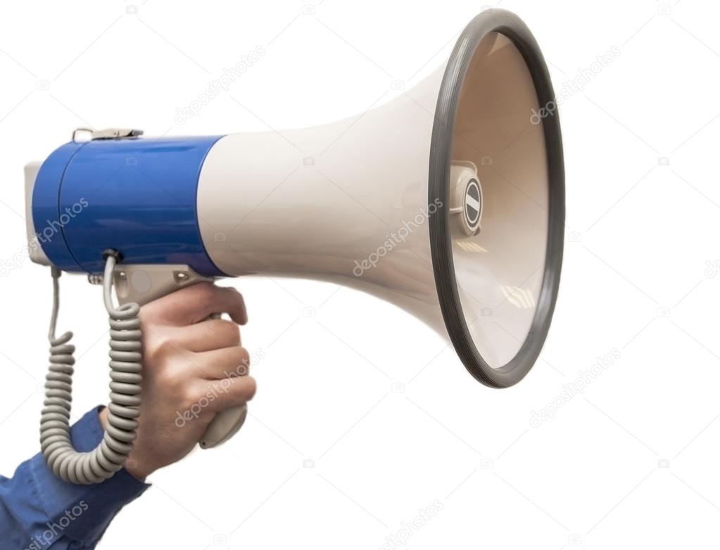 Isolated megaphone in hand