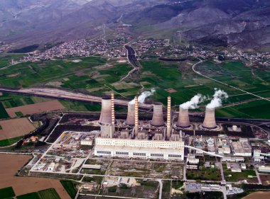 fosil yakıt enerji santrali, havadan görünümü