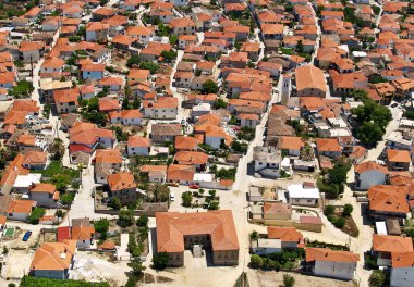 geleneksel kırsal Rum köyü, havadan görünümü