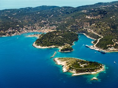 gaios, paxos island, Yunanistan, havadan görünümü