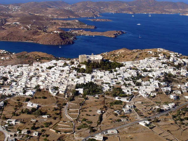 Flygfoto över patmos ö i Grekland — Stockfoto