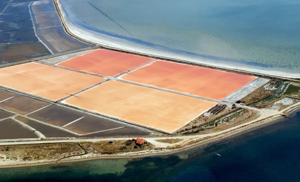 Salt evaporation ponds, aerial view — Stock Photo, Image