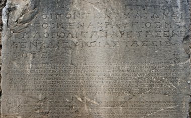 Antik Yunan script oyulmuş taş levha, delphi, Yunanistan