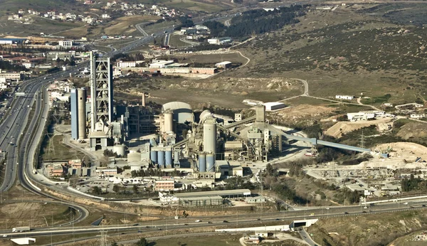 Fábrica de cimento, vista aérea — Fotografia de Stock