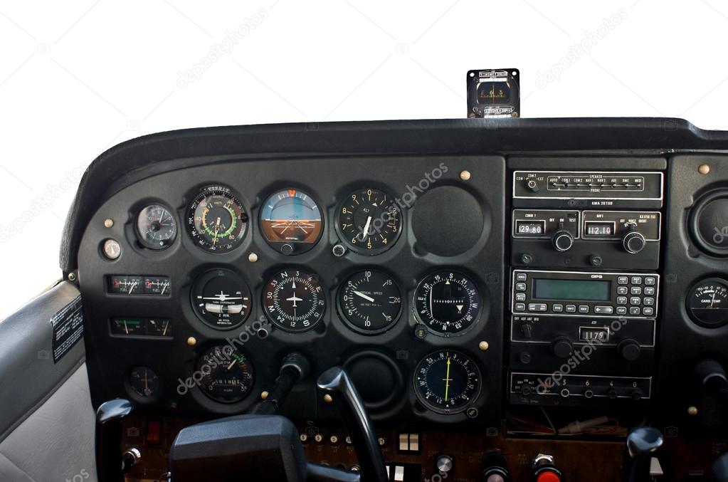 Cockpit of light, private airplane