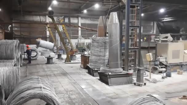 Dnipro Dnepropetrowsk Ukraine 2021 Ausrüstung Für Die Metallverarbeitung Drahtfabrik Drahtziehermaschine — Stockvideo