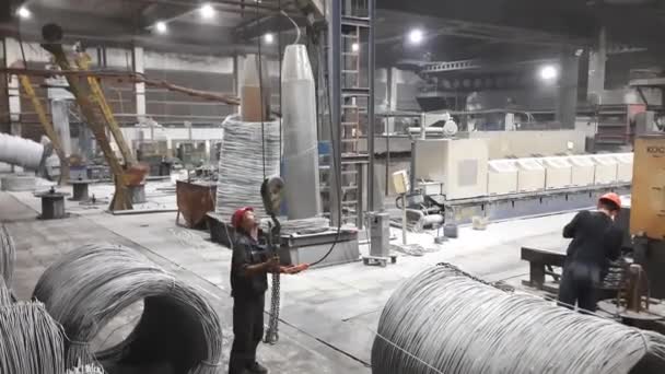 Dnipro Dnepropetrowsk Ukraine 2021 Ausrüstung Für Die Metallverarbeitung Drahtfabrik Drahtziehermaschine — Stockvideo